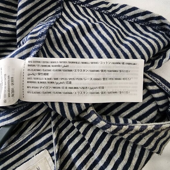 Abercrombie & Fitch Dress Womens Med Striped Fit & Flare Navy/White Lace Waist - Picture 5 of 5